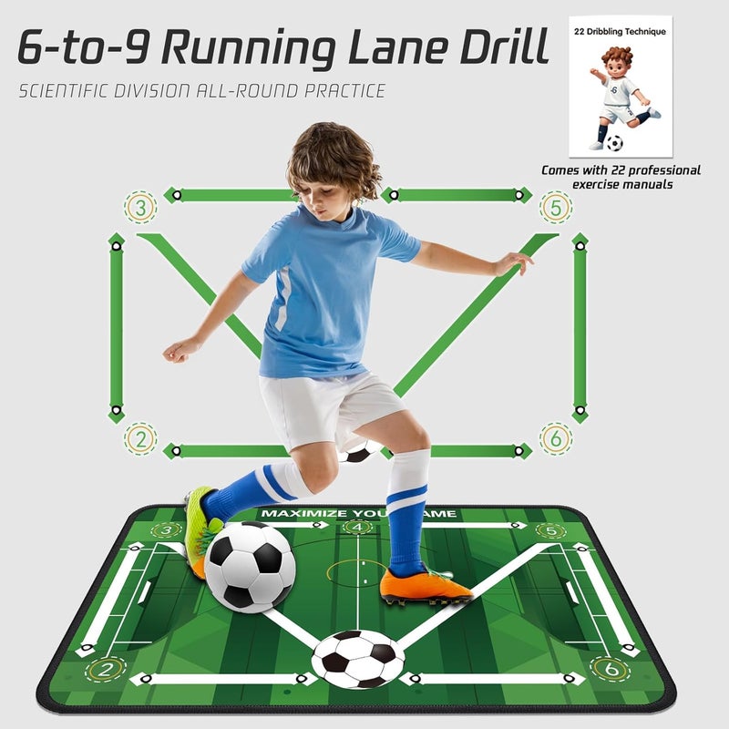 2F22E Soccer Training Mat with Silent Shock Absorption and Non-Slip Base for Footwork Training and Ball Mastery(Belt Version) - Image 2
